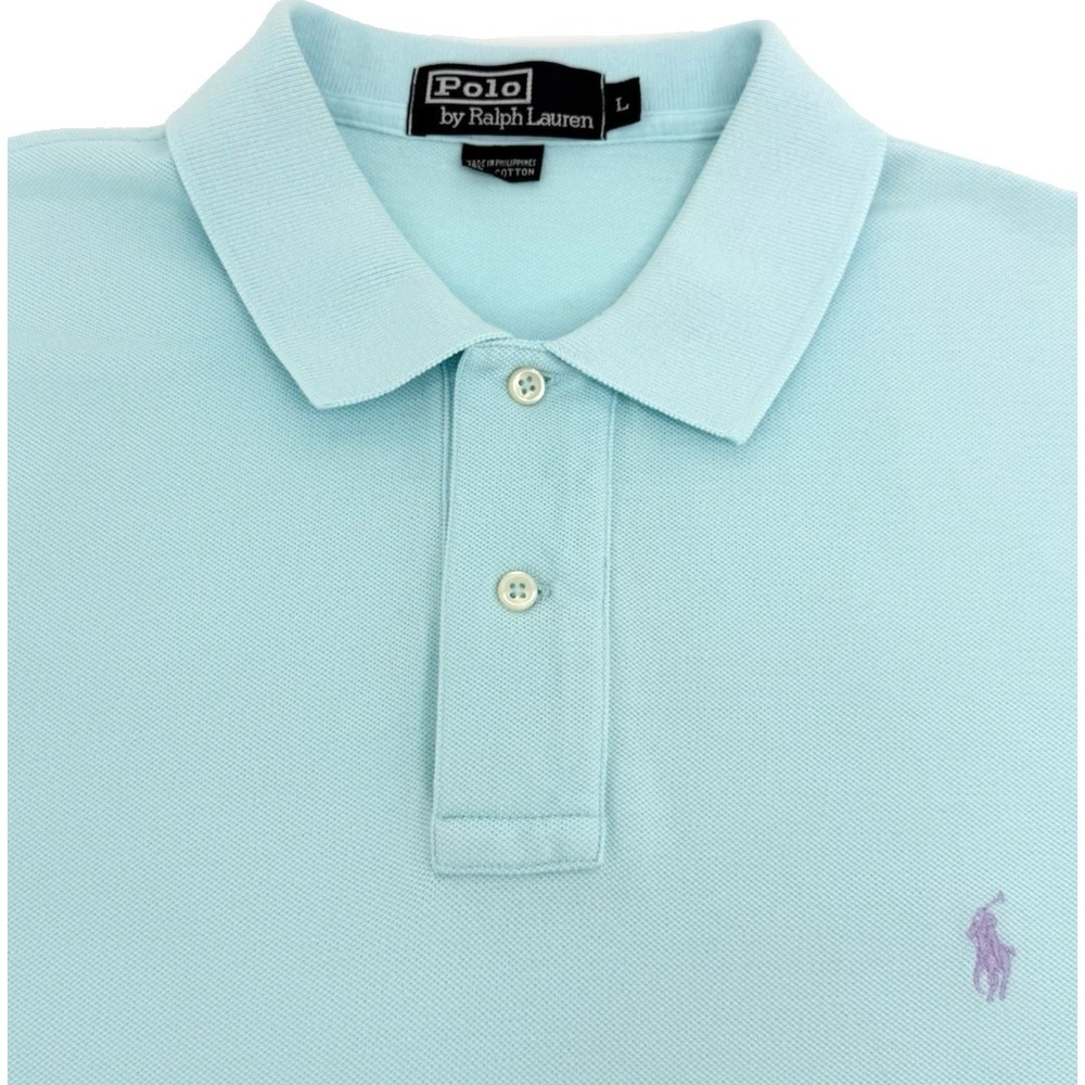 Polo Ralph Lauren Polo Shirt Men L Light Blue Pony Logo Cotton Classic Fit
